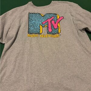MTV Gray Short Sleeve Tee with Colorful Logo